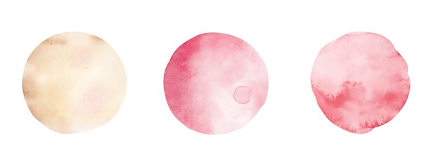 Wall Mural - Set of abstract watercolor shapes in blush pink, beige, and neutral tones with dots, circles, geometric figures, and lines on a white background