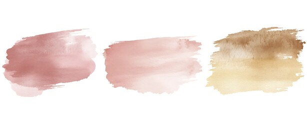 Wall Mural - Set of abstract watercolor shapes in blush pink, beige, and neutral tones with dots, circles, geometric figures, and lines on a white background