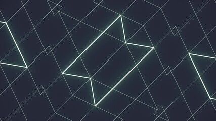 Fototapete - Digital seamless loop animation of the transformation of a symmetrical pattern of white outlines on a dark background. Elegant and minimalist composition. Optical illusion. 3d rendering 4K