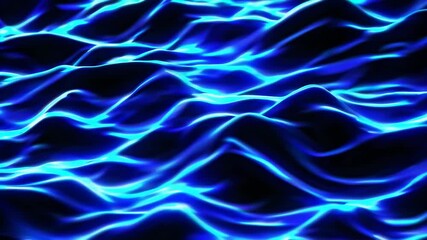 Poster - Glowing electric blue waves on dark background, abstract energy concept