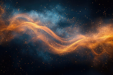 Poster - Golden cosmic dust swirls through a dark nebula, creating a magical and ethereal scene.