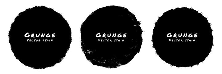 Wall Mural - set of hand drawn grunge circle frames. sale banners. black grunge round spots. vector illustration