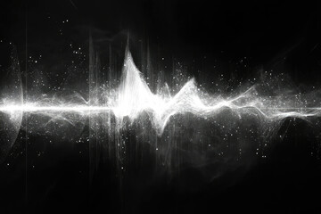 Poster - Abstract wave form of white particles on a transparent background, digital art.