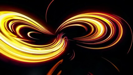 Aufkleber - Abstract swirling golden lights on black background, dynamic motion concept