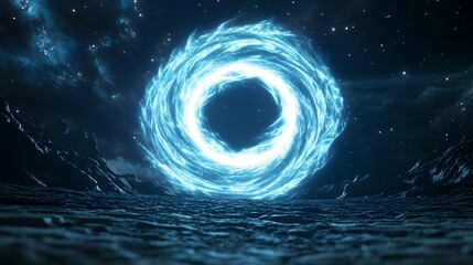 Wall Mural - a swirling vortex of energy opening up in the middle of a sci-fi battlefield