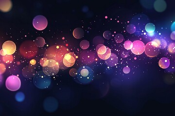 Wall Mural - dark background, colorful bokeh lights, blurred, simple lines, minimalist style