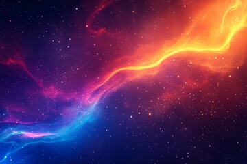 Wall Mural - abstract background with colorful lightning and starry sky, lightning in blue, orange, red, and purp