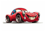 Beautiful colorful fictional cartoon car with pronounced headlights, abstract vivid composition consists of fictional unreal fantastic vision on background