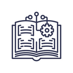 Wall Mural - open book with circuit and gear symbolizes structured knowledge and technology integration.