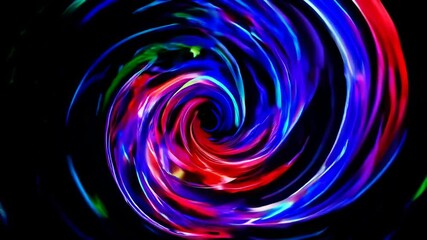 Fototapete - Colorful abstract light swirl with neon hues on a black background, artistic energy concept