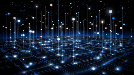 Wall Mural - a futuristic black and blue background creating a stunning visual experience with pseudo-orbits repr