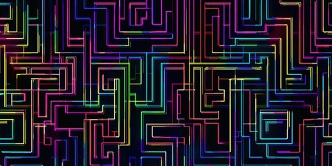 Wall Mural - a colorful maze of lines and shapes