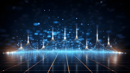 Wall Mural - a dark blue background featuring a glowing line to illustrate quantum fluctuations in the depths of 