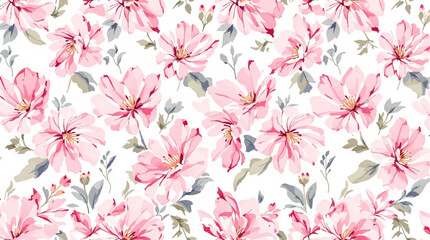  Watercolor flower background for invitation card. Floral hand-painted seamless pattern	