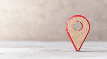 Poster - Icon Pin Location Marker A close up of a red pin location marker isolated on a white background, sharp focus, minimalist design.
