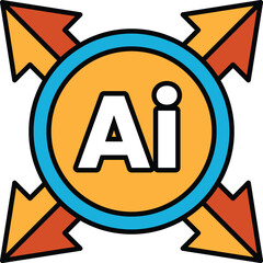 Wall Mural - a stylized orange and blue circle with a white letter a in the center