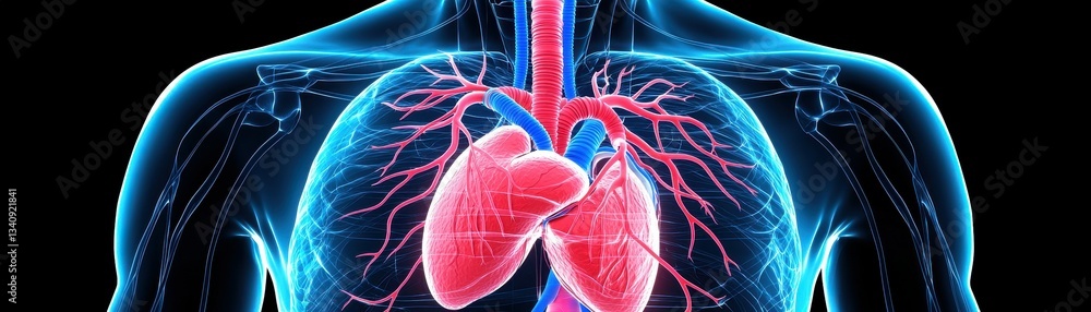 Human Respiratory System Anatomy Detailed Illustration of Lungs and ...