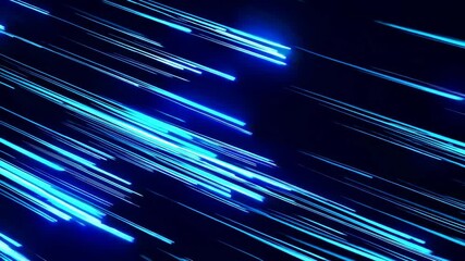 Leinwandbilder - Blue light trails on dark background, dynamic abstract pattern. Futuristic technology concept