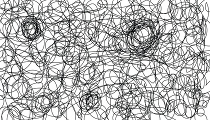 Fototapete - Hand drawn scribble line shapes. Black pen line pattern. scribble background. scratched texture with black lines. rouge scratches