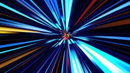 Aufkleber - Colorful light burst with blue and yellow streaks, abstract speed concept
