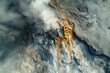 © Валерий Тодаренко - Aerial view of volcanic vent with steam and lava flow