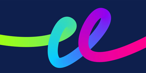 Wall Mural - wavy gradient shapes on dark background. background with colored squiggles gradient lines design for