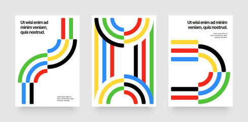 Wall Mural - Template with abstract running track for competition, championship or sports event. Colorful lines design for poster, background or cover.