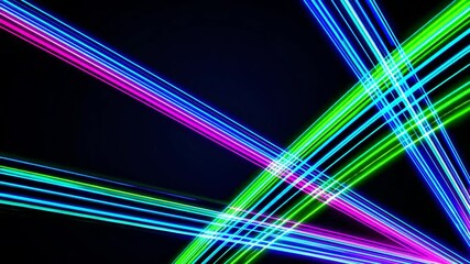 Leinwandbilder - Colorful neon light beams on black background, futuristic abstract art concept