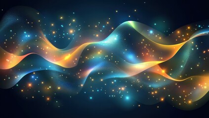 Wall Mural - Abstract glittery background with glowing stars and bokeh lights, in pastel colors.