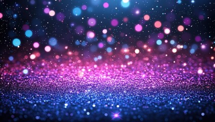 Wall Mural - Abstract glittery background with glowing stars and bokeh lights, in pastel colors.