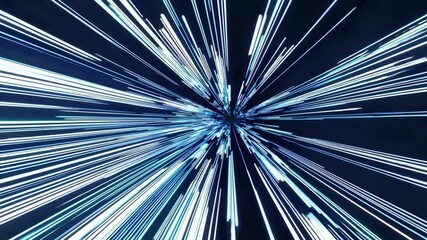 Aufkleber - Abstract futuristic lines radiate from center in blue and white. Digital speed concept