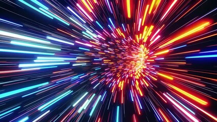 Poster - Colorful light streaks radiating from center, cosmic speed concept