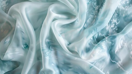 Wall Mural - A close up of a soft,  blue sheer fabric with a subtle pattern.