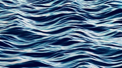 Aufkleber - Abstract rhythmic ocean waves in dark blue and white shades, water movement concept