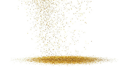Wall Mural - Captured in mid-air, a shower of gold dust settles, creating a textured pile of sparkling treasure transparent background 