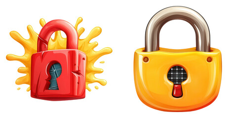 Wall Mural - Bright and colorful padlocks with unique designs, showcasing security and creativity in playful manner
