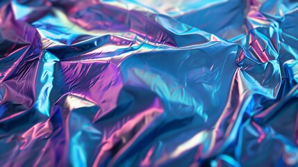 Wall Mural - A close-up of iridescent fabric with blue, purple, and pink hues.