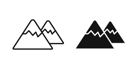 Mountains icons in black fill and line style