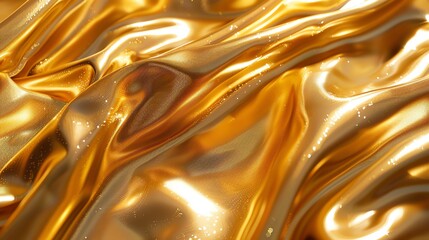 Wall Mural - A close up of a smooth, golden fabric.