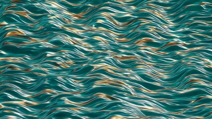 Poster - Abstract teal and gold flowing waves pattern. Modern art and design concept