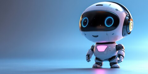 cute 3d chatbot character with headset for ai support and communication