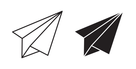 Paper plane icons in black fill and line style