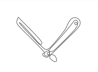 Continuous one line drawing of straight razor. Vintage barber razor isolated on a white background. Barbershop concept. Vector illustration