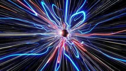 Aufkleber - Vibrant light burst with blue and red streaks, abstract energy explosion effect