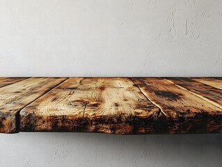Wall Mural - rustic wooden table with clean white backdrop for product presentation