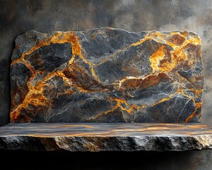 Wall Mural - a natural stone slab surface with a soft gray backdrop for product displays long title a premium org