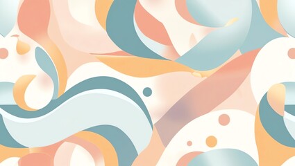 Wall Mural - abstract pastel waves: a seamless pattern of soft hues and organic forms