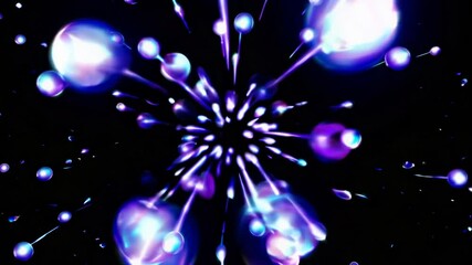 Wall Mural - glowing spheres forming a complex structure on a black background. abstract motion graphics concept.