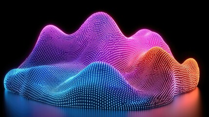 Wall Mural - a vibrant abstract landscape rendered with luminous colored dots