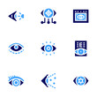 © Blockfine - Eye icon set. Bold style. Duotone colors. eye scanner, virtual, vision, eye test, eyes, red eye, eye, view